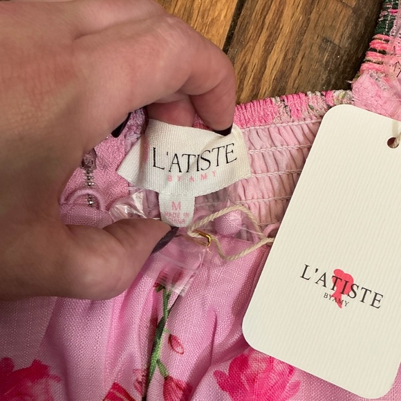 L’Atiste by Amy Pink Floral Butterfly Two-Piece Puff Sleeve Crop Top & Maxi Skir - Picture 11 of 12